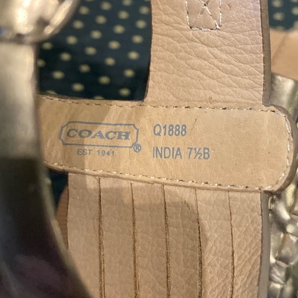 COACH India Mirror Metallic Dark Gold Bronze Wedge Sandals 7.5 B - Picture 7 of 11